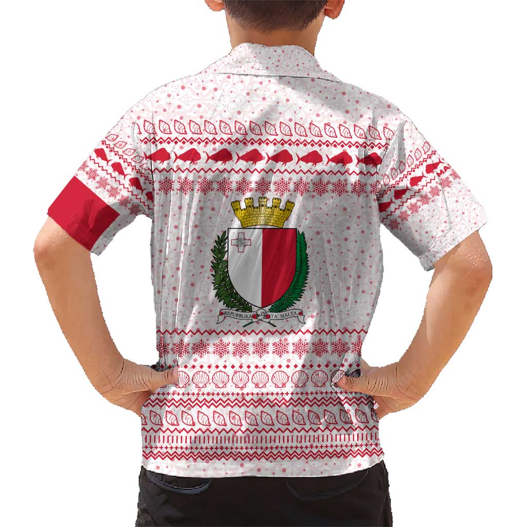 Malta Christmas Family Matching Short Sleeve Bodycon Dress and Hawaiian Shirt with Santa Driving Vintage Bus Malta Flag and Red White Festive Pattern Design - Wonder Print Shop