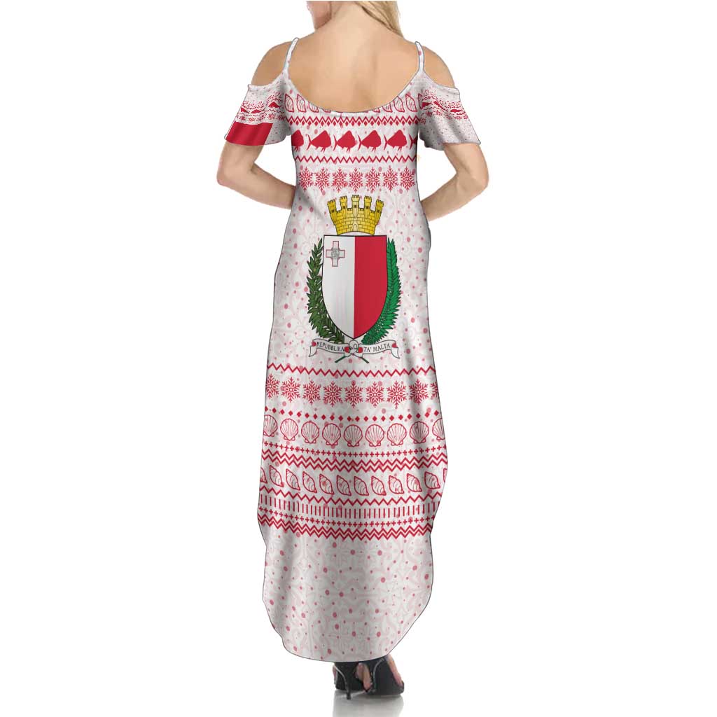Malta Christmas Family Matching Summer Maxi Dress and Hawaiian Shirt with Santa Driving Vintage Bus Malta Flag and Red White Festive Pattern Design - Wonder Print Shop