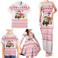 Malta Christmas Family Matching Tank Maxi Dress and Hawaiian Shirt with Santa Driving Vintage Bus Malta Flag and Red White Festive Pattern Design - Wonder Print Shop