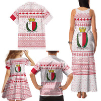 Malta Christmas Family Matching Tank Maxi Dress and Hawaiian Shirt with Santa Driving Vintage Bus Malta Flag and Red White Festive Pattern Design - Wonder Print Shop