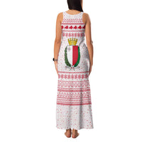Malta Christmas Family Matching Tank Maxi Dress and Hawaiian Shirt with Santa Driving Vintage Bus Malta Flag and Red White Festive Pattern Design - Wonder Print Shop