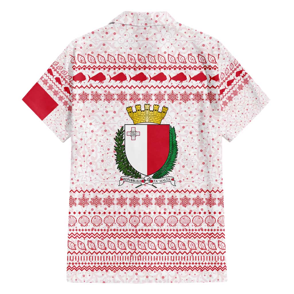 Malta Christmas Hawaiian Shirt with Santa Driving Vintage Bus Malta Flag and Red White Festive Pattern Design - Wonder Print Shop