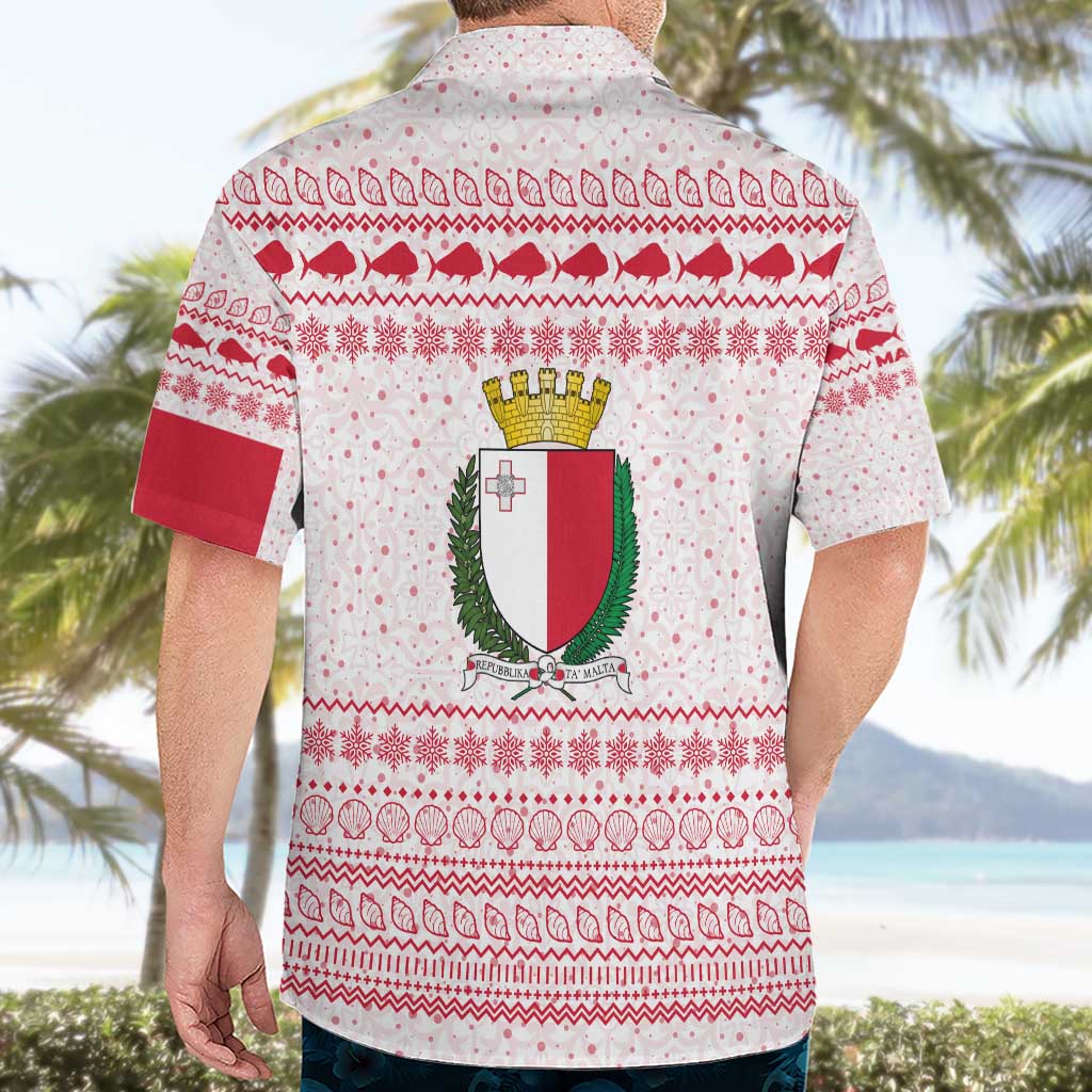 Malta Christmas Hawaiian Shirt with Santa Driving Vintage Bus Malta Flag and Red White Festive Pattern Design - Wonder Print Shop