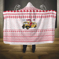 Malta Christmas Hooded Blanket with Santa Driving Vintage Bus Malta Flag and Red White Festive Pattern Design - Wonder Print Shop