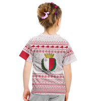 Malta Christmas Kid T Shirt with Santa Driving Vintage Bus Malta Flag and Red White Festive Pattern Design - Wonder Print Shop