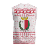 Malta Christmas Knitted V-Neck Vest with Santa Driving Vintage Bus Malta Flag and Red White Festive Pattern Design - Wonder Print Shop