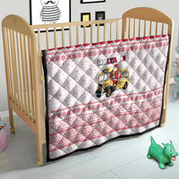 Malta Christmas Quilt with Santa Driving Vintage Bus Malta Flag and Red White Festive Pattern Design - Wonder Print Shop