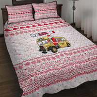 Malta Christmas Quilt Bed Set with Santa Driving Vintage Bus Malta Flag and Red White Festive Pattern Design - Wonder Print Shop