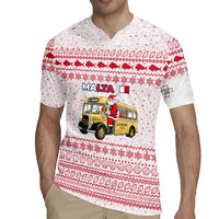 Malta Christmas Rugby Jersey with Santa Driving Vintage Bus Malta Flag and Red White Festive Pattern Design - Wonder Print Shop