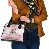 Malta Christmas Shoulder Handbag with Santa Driving Vintage Bus Malta Flag and Red White Festive Pattern Design - Wonder Print Shop