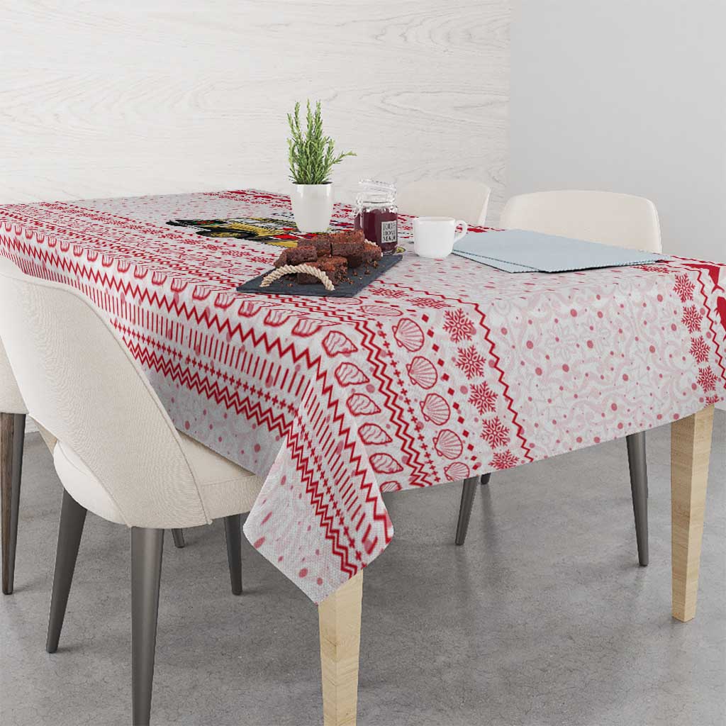 Malta Christmas Tablecloth with Santa Driving Vintage Bus Malta Flag and Red White Festive Pattern Design - Wonder Print Shop