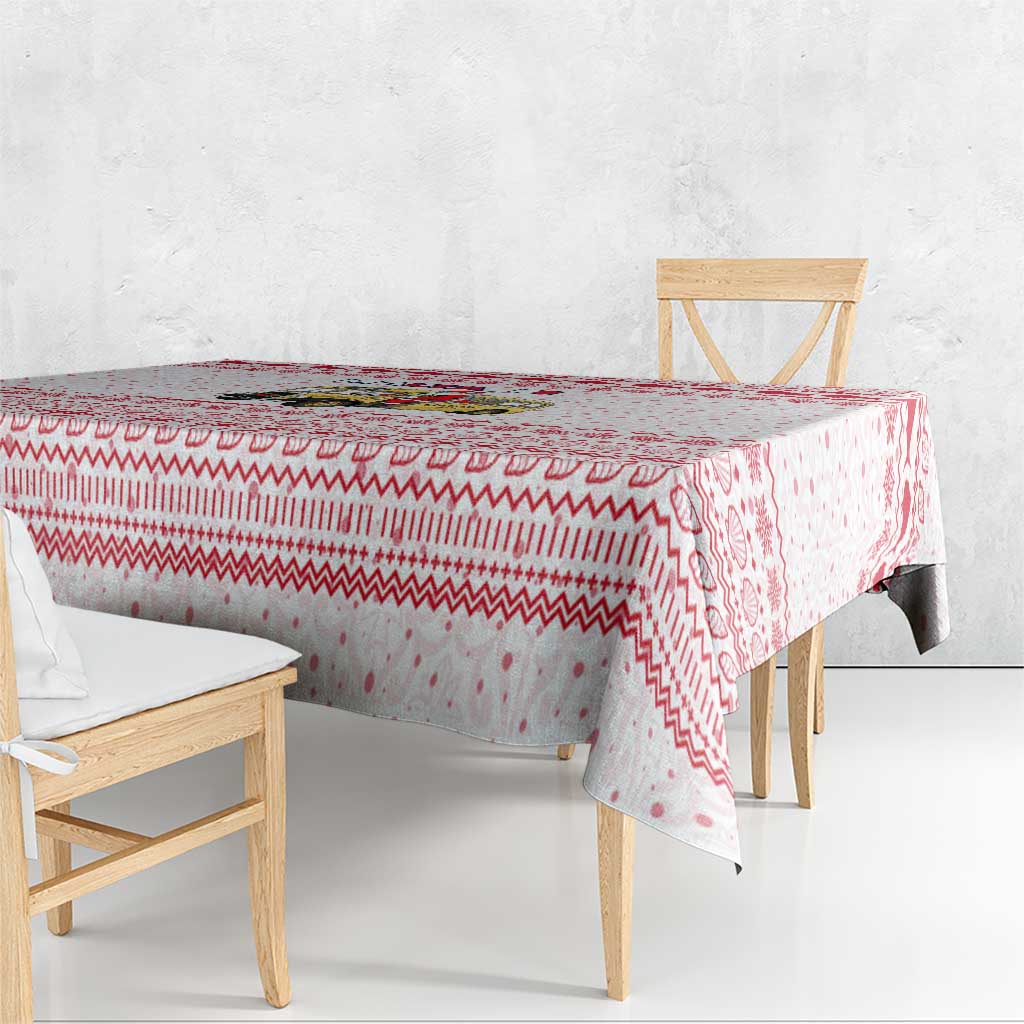 Malta Christmas Tablecloth with Santa Driving Vintage Bus Malta Flag and Red White Festive Pattern Design - Wonder Print Shop