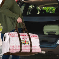 Malta Christmas Travel Bag with Santa Driving Vintage Bus Malta Flag and Red White Festive Pattern Design - Wonder Print Shop