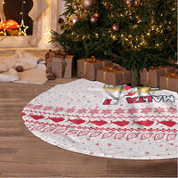 Malta Christmas Tree Skirt with Santa Driving Vintage Bus Malta Flag and Red White Festive Pattern Design - Wonder Print Shop