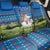Faroe Islands Christmas Back Car Seat Cover with Santa Riding Sheep Grass Roof Houses and Blue Nordic Pattern Design - Wonder Print Shop