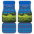 Faroe Islands Christmas Car Mats with Santa Riding Sheep Grass Roof Houses and Blue Nordic Pattern Design - Wonder Print Shop