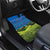 Faroe Islands Christmas Car Mats with Santa Riding Sheep Grass Roof Houses and Blue Nordic Pattern Design - Wonder Print Shop