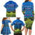 Faroe Islands Christmas Family Matching Long Sleeve Bodycon Dress and Hawaiian Shirt with Santa Riding Sheep Grass Roof Houses and Blue Nordic Pattern Design - Wonder Print Shop