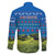 Faroe Islands Christmas Family Matching Long Sleeve Bodycon Dress and Hawaiian Shirt with Santa Riding Sheep Grass Roof Houses and Blue Nordic Pattern Design - Wonder Print Shop