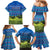 Faroe Islands Christmas Family Matching Mermaid Dress and Hawaiian Shirt with Santa Riding Sheep Grass Roof Houses and Blue Nordic Pattern Design - Wonder Print Shop