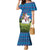 Faroe Islands Christmas Family Matching Mermaid Dress and Hawaiian Shirt with Santa Riding Sheep Grass Roof Houses and Blue Nordic Pattern Design - Wonder Print Shop