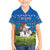 Faroe Islands Christmas Family Matching Short Sleeve Bodycon Dress and Hawaiian Shirt with Santa Riding Sheep Grass Roof Houses and Blue Nordic Pattern Design - Wonder Print Shop