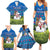 Faroe Islands Christmas Family Matching Summer Maxi Dress and Hawaiian Shirt with Santa Riding Sheep Grass Roof Houses and Blue Nordic Pattern Design - Wonder Print Shop