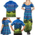 Faroe Islands Christmas Family Matching Summer Maxi Dress and Hawaiian Shirt with Santa Riding Sheep Grass Roof Houses and Blue Nordic Pattern Design - Wonder Print Shop