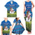 Faroe Islands Christmas Family Matching Tank Maxi Dress and Hawaiian Shirt with Santa Riding Sheep Grass Roof Houses and Blue Nordic Pattern Design - Wonder Print Shop