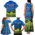 Faroe Islands Christmas Family Matching Tank Maxi Dress and Hawaiian Shirt with Santa Riding Sheep Grass Roof Houses and Blue Nordic Pattern Design - Wonder Print Shop