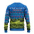 Faroe Islands Christmas Ugly Christmas Sweater with Santa Riding Sheep Grass Roof Houses and Blue Nordic Pattern Design - Wonder Print Shop