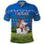Faroe Islands Christmas Polo Shirt with Santa Riding Sheep Grass Roof Houses and Blue Nordic Pattern Design - Wonder Print Shop