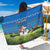 Faroe Islands Christmas Sarong with Santa Riding Sheep Grass Roof Houses and Blue Nordic Pattern Design - Wonder Print Shop