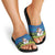 Faroe Islands Christmas Slide Sandals with Santa Riding Sheep Grass Roof Houses and Blue Nordic Pattern Design - Wonder Print Shop