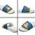 Faroe Islands Christmas Slide Sandals with Santa Riding Sheep Grass Roof Houses and Blue Nordic Pattern Design - Wonder Print Shop