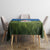 Faroe Islands Christmas Tablecloth with Santa Riding Sheep Grass Roof Houses and Blue Nordic Pattern Design - Wonder Print Shop