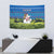 Faroe Islands Christmas Tapestry with Santa Riding Sheep Grass Roof Houses and Blue Nordic Pattern Design - Wonder Print Shop