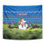 Faroe Islands Christmas Tapestry with Santa Riding Sheep Grass Roof Houses and Blue Nordic Pattern Design - Wonder Print Shop