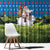 Faroe Islands Christmas Window Curtain with Santa Riding Sheep Grass Roof Houses and Blue Nordic Pattern Design - Wonder Print Shop