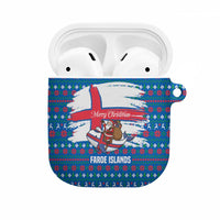 Faroe Islands Christmas AirPods Case with Santa Riding Whale Faroe Flag and Blue Nordic Winter Pattern Design - Wonder Print Shop