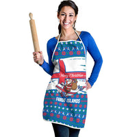 Faroe Islands Christmas Apron with Santa Riding Whale Faroe Flag and Blue Nordic Winter Pattern Design - Wonder Print Shop