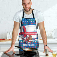 Faroe Islands Christmas Apron with Santa Riding Whale Faroe Flag and Blue Nordic Winter Pattern Design - Wonder Print Shop