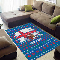 Faroe Islands Christmas Area Rug with Santa Riding Whale Faroe Flag and Blue Nordic Winter Pattern Design - Wonder Print Shop