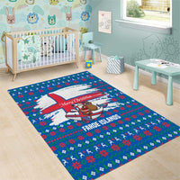 Faroe Islands Christmas Area Rug with Santa Riding Whale Faroe Flag and Blue Nordic Winter Pattern Design - Wonder Print Shop