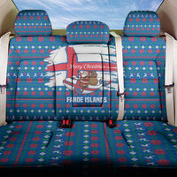 Faroe Islands Christmas Back Car Seat Cover with Santa Riding Whale Faroe Flag and Blue Nordic Winter Pattern Design - Wonder Print Shop