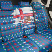 Faroe Islands Christmas Back Car Seat Cover with Santa Riding Whale Faroe Flag and Blue Nordic Winter Pattern Design - Wonder Print Shop