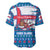 Faroe Islands Christmas Baseball Jersey with Santa Riding Whale Faroe Flag and Blue Nordic Winter Pattern Design - Wonder Print Shop