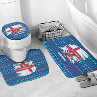 Faroe Islands Christmas Bathroom Set with Santa Riding Whale Faroe Flag and Blue Nordic Winter Pattern Design - Wonder Print Shop