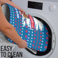 Faroe Islands Christmas Bathroom Set with Santa Riding Whale Faroe Flag and Blue Nordic Winter Pattern Design - Wonder Print Shop