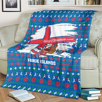 Faroe Islands Christmas Blanket with Santa Riding Whale Faroe Flag and Blue Nordic Winter Pattern Design - Wonder Print Shop